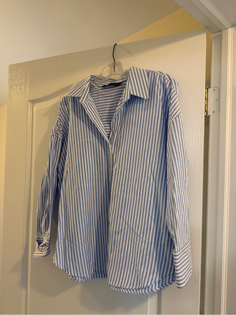 Classic Blue & White Stripe Women’s Button-Up Shirt